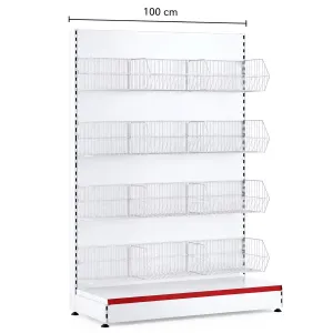 Raft metalic de perete cu 4 coșuri – 100 cm