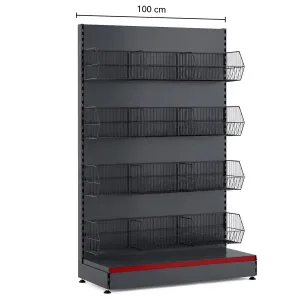 Raft metalic de perete cu 4 coșuri – 100 cm, Antracit