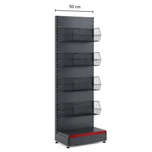 Raft metalic de perete cu 4 coșuri – 50 cm, Antracit