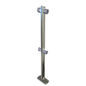 Stalp metalic cromat pentru sistem de ghidare cu 4 conectori, H 107 cm