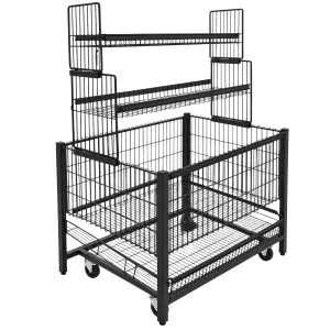 Stand metalic promoțional mobil cu coșuri – 120×80 cm