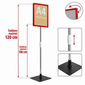 Suport pentru afiș A4 – Înălțime reglabilă 100–120 cm