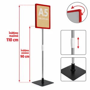 Suport pentru afiș A5 – Înălțime reglabilă 90–110 cm