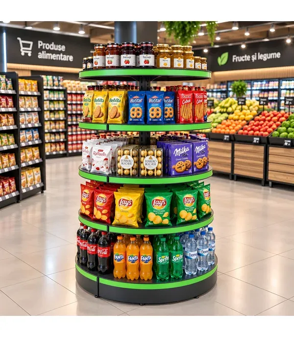 Raft metalic circular pentru supermarket si magazin, 165 cm, Antracit picture - 2