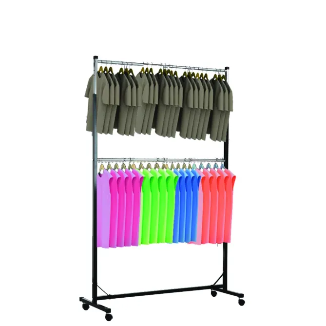 Stender metal dublu E-525 reglabil pe inaltime, Negru-Crom picture - 5