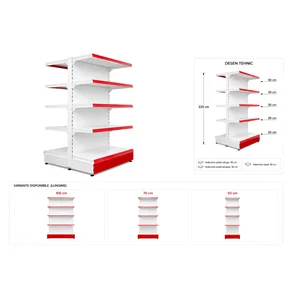 Raft gondola pentru magazin Alb 225 cm – Baza 30 cm – Polite 30 cm