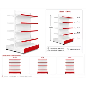 Raft gondola pentru magazin Alb 225 cm – Baza 50 cm – Polite 40 cm