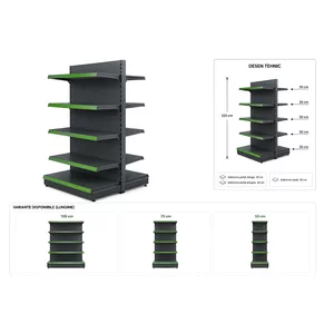 Raft gondola pentru magazin Antracit 225 cm – Baza 30 cm – Polite 30 cm
