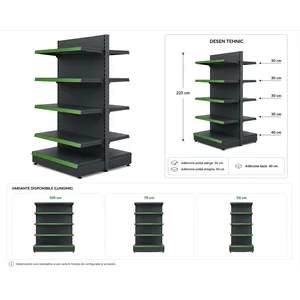 Raft gondola pentru magazin Antracit 225 cm – Baza 40 cm – Polite 30 cm