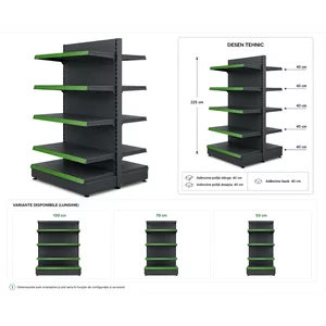 Raft gondola pentru magazin Antracit 225 cm – Baza 40 cm – Polite 40 cm