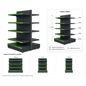 Raft gondola pentru magazin Antracit 225 cm – Baza 50 cm – Polite 40 cm