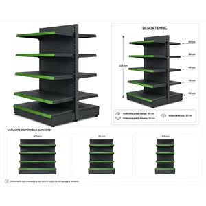 Raft gondola pentru magazin Antracit 225 cm – Baza 50 cm – Polite 50 cm