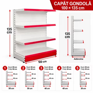 Raft metalic capăt gondolă H135 x L100 cm pentru Magazin