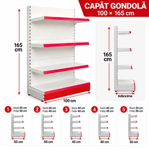 Raft metalic capăt gondolă H165 x L100 cm pentru Magazin