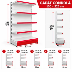Raft metalic capăt gondolă H225 x L100 cm pentru Magazin