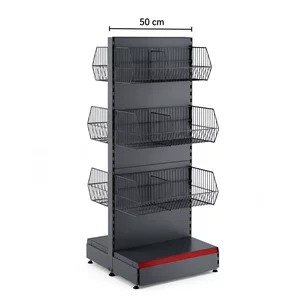 Raft metalic de mijloc cu 6 coșuri – 50 cm, Antracit