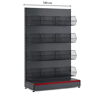 Raft metalic de perete cu 4 coșuri – 100 cm, Antracit