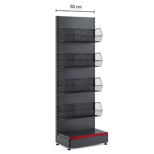 Raft metalic de perete cu 4 coșuri – 50 cm, Antracit