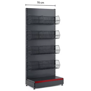 Raft metalic de perete cu 4 coșuri – 70 cm, Antracit