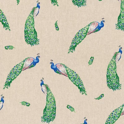 Canvas Linen Look Fabric - Peacock Elegance