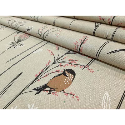 Canvas Linen Look Fabric - Soft Branch Natur