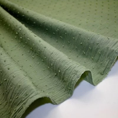 Cotton voile fabric - Plumetis Khaki