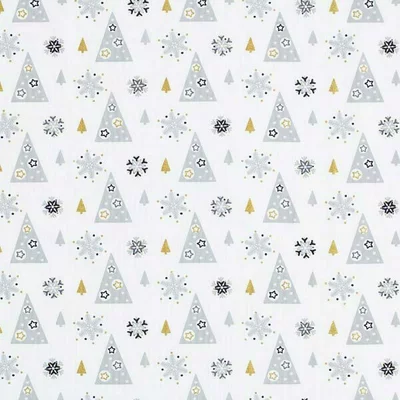 Cristmas print cotton - Decorated Trees Grey