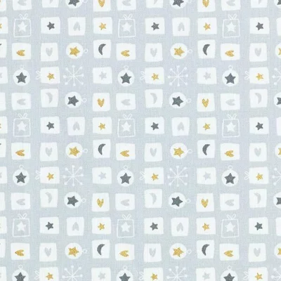 Cristmas print cotton - Petite Ornaments Grey