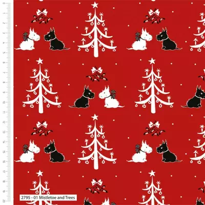 Bumbac Imprimat - Christmas Whish Scottie Dogs 2795-01