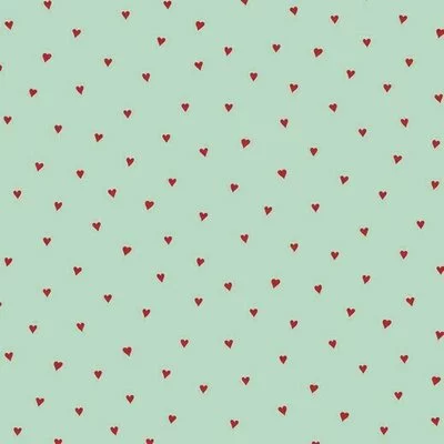 Bumbac imprimat - Heart Mint/Red
