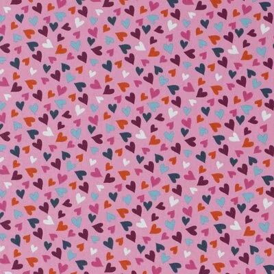 Jerse bumbac - Hearts Pink - cupon 1.15m