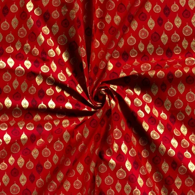 Material bumbac Craciun - Christmas Balls Red