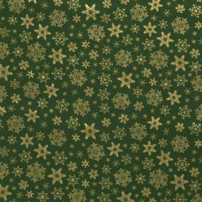 Material bumbac Craciun - Christmas Snowflakes Green