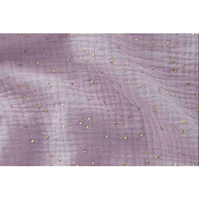 Muselina cu buline aurii - Glitz Lavender - cupon 90 cm