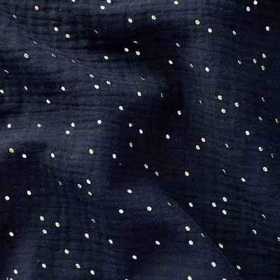 Muselina cu buline aurii - Glitz Nuit - cupon 1.1m