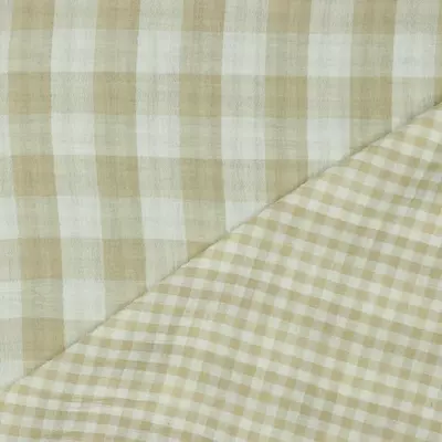 Muselina in carouri Vichy cu doua fete - Beige