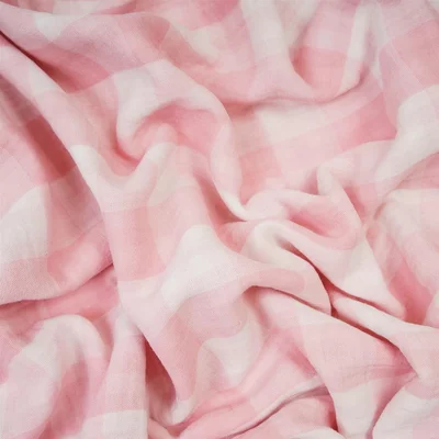 Muselina in carouri Vichy cu doua fete - Rose