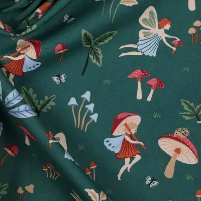 Poplin imprimat - Autumn Fairytale Emerald