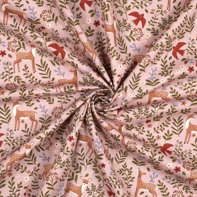 Poplin imprimat - Forest Animals Powder