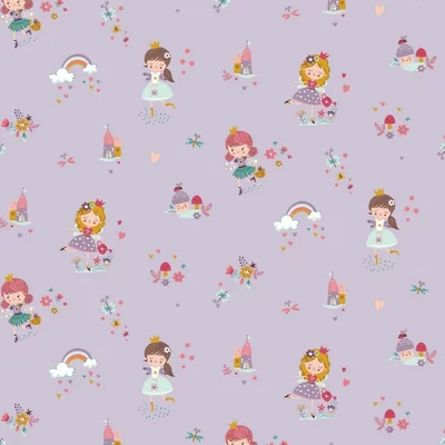 Poplin imprimat - Princess Garden Lilac