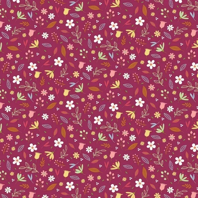Poplin imprimat - Sweet Flowers Berry