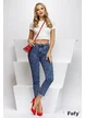 Blugi dama albastri premium cu clin in contrast pe picior