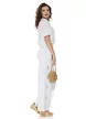 Blugi dama albi premium cu broderie si strasuri pe lateral summer escape 2026