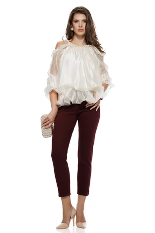 Blugi dama bordo premium material elastic croi conic