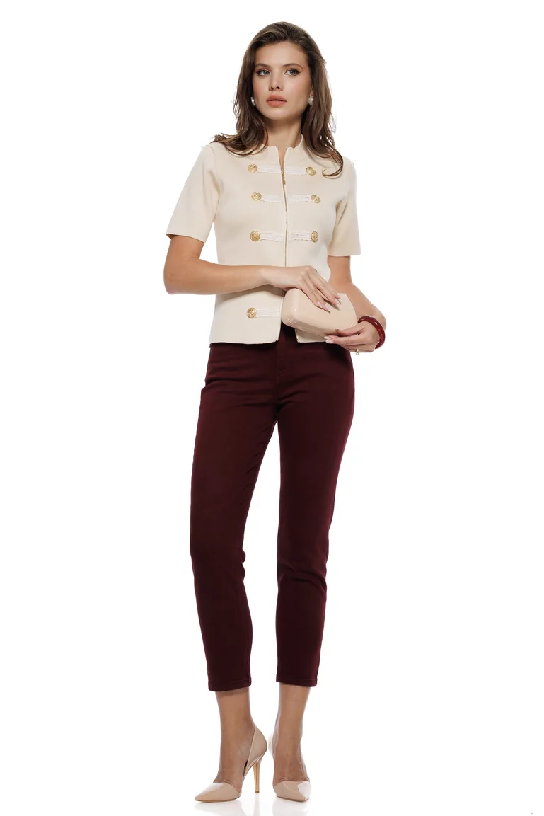 Blugi dama bordo premium material elastic croi conic picture - 2