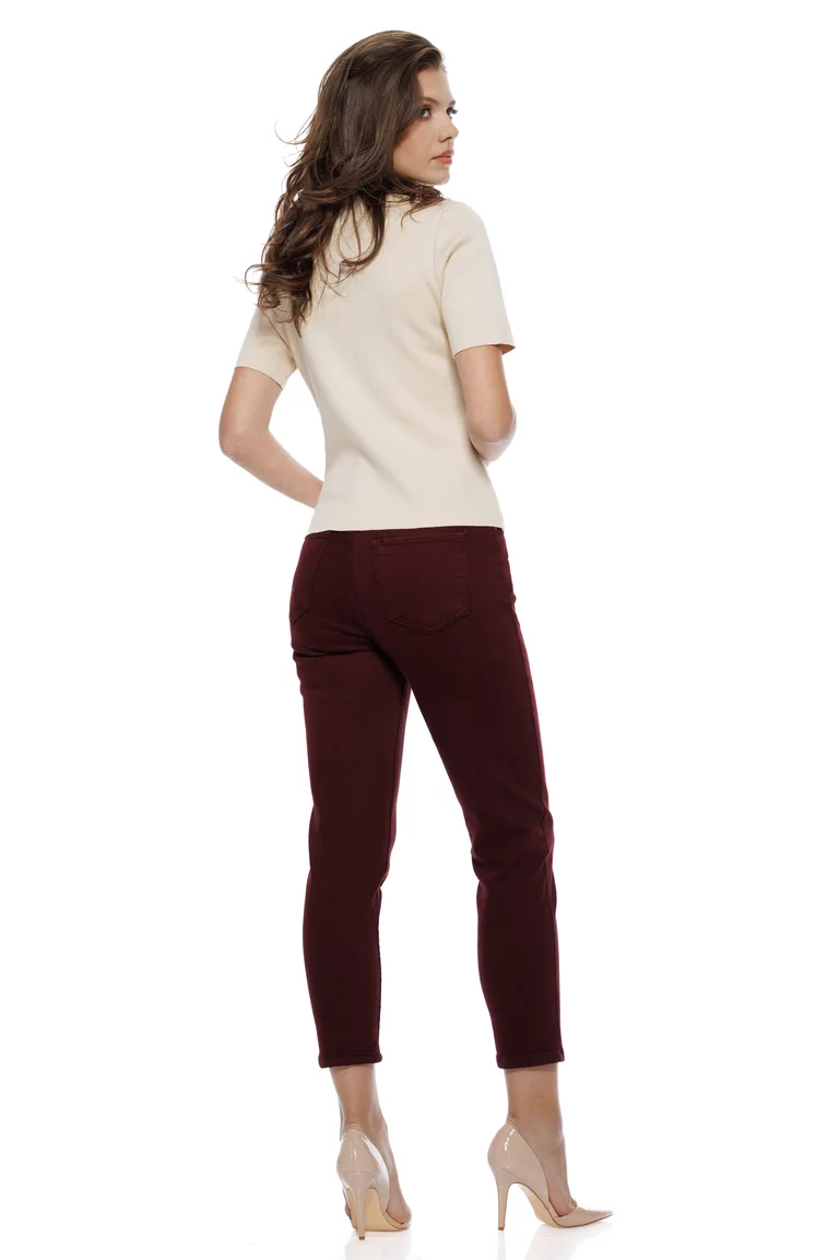 Blugi dama bordo premium material elastic croi conic picture - 5