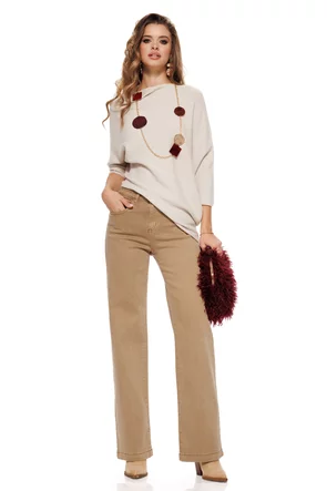 Blugi dama camel croială modernă, talie medie, denim lejer