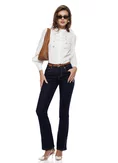 Blugi dama evazati premium indigo elastici talie medie curea inclusa picture - 1