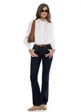 Blugi dama evazati premium indigo elastici talie medie curea inclusa picture - 3