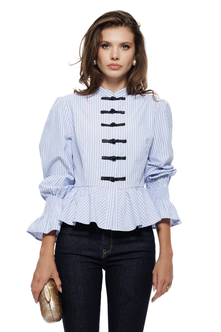 Blugi dama evazati premium indigo elastici talie medie manseta lata picture - 6